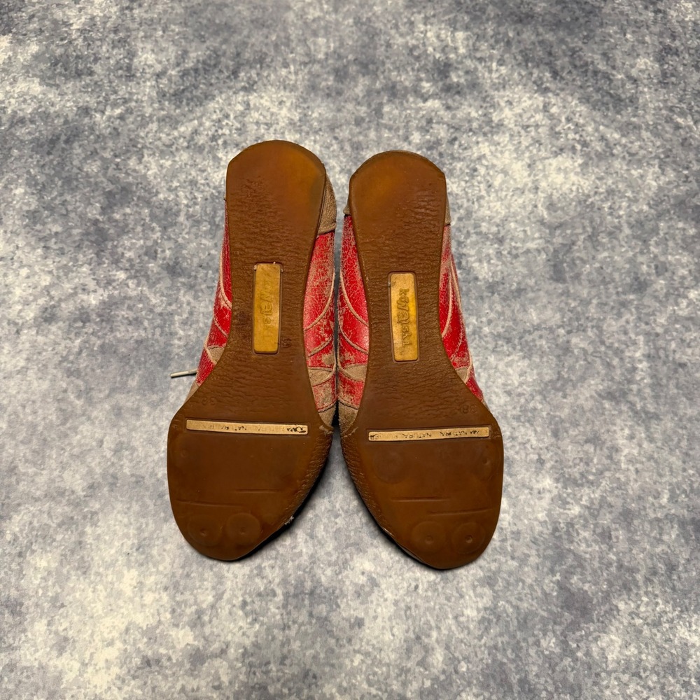 Kowalski Tan Suede Red Stripe Low Top Sneakers Made in Spain EU 38 - Picture 6 of 8